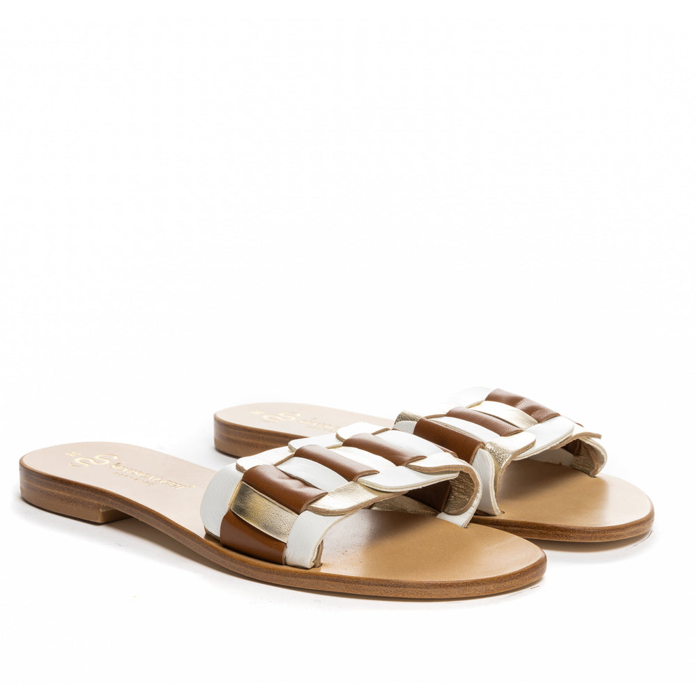 Sandali Valencia Oro/Bianco/Cuoio