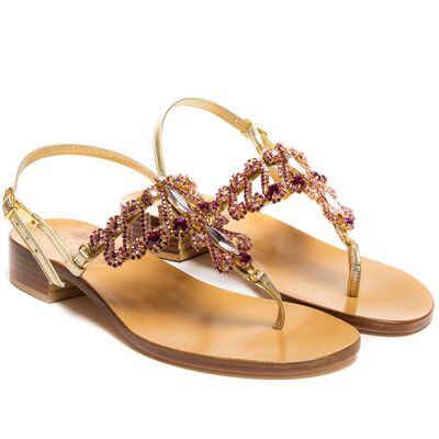 Sandals Alessia, Stone color: Fuxia, Size: 34