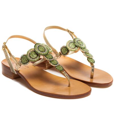 Sandals Girandola, Stone color: Green, Size: 34