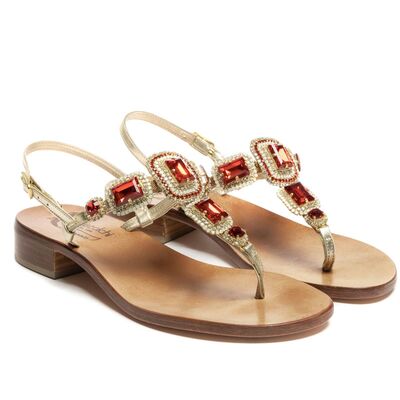 Sandals Aurora, Stone color: Red, Size: 35