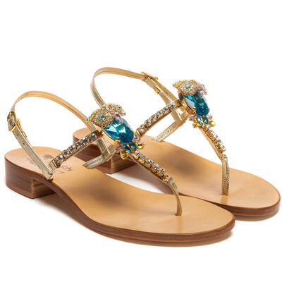 Sandals Gufo, Stone color: Turchese, Size: 34