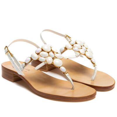 Sandals Asia, Stone color: Bianco, Size: 35