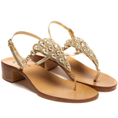 Sandals Erica, Stone color: Gold, Size: 35