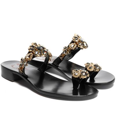 Sandals Venere Black Edition, Stone color: Oro/Nero, Size: 34