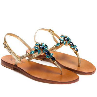 Sandals Manila, Stone color: Blu, Size: 34