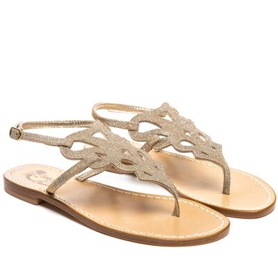 Sandals Giglio, Color: Platinum glitter, Size: 35