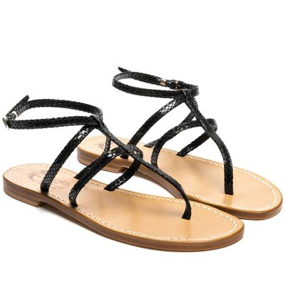 Sandals Ibiza, Color: Black python, Size: 35