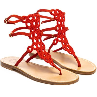 Sandals cavigliera uncinetto Nadia, Color: Red, Size: 34