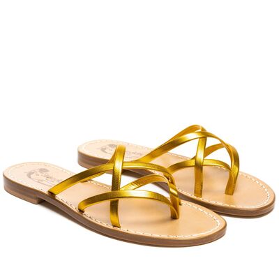 Sandals Minori, Color: Mustard laminate, Size: 34