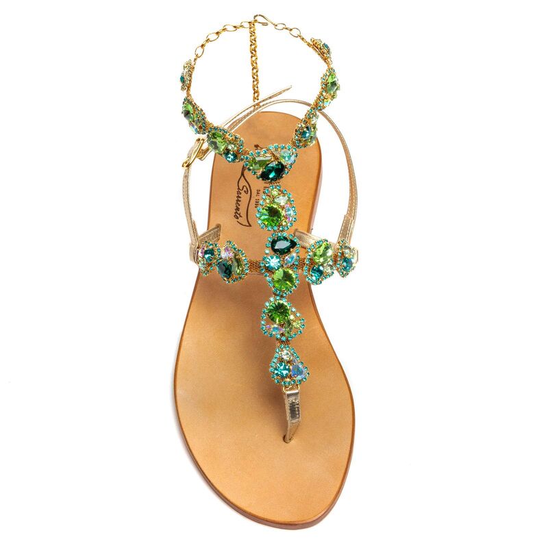 Sandals Nicole, Stone color: Green, Size: 42, 3 image