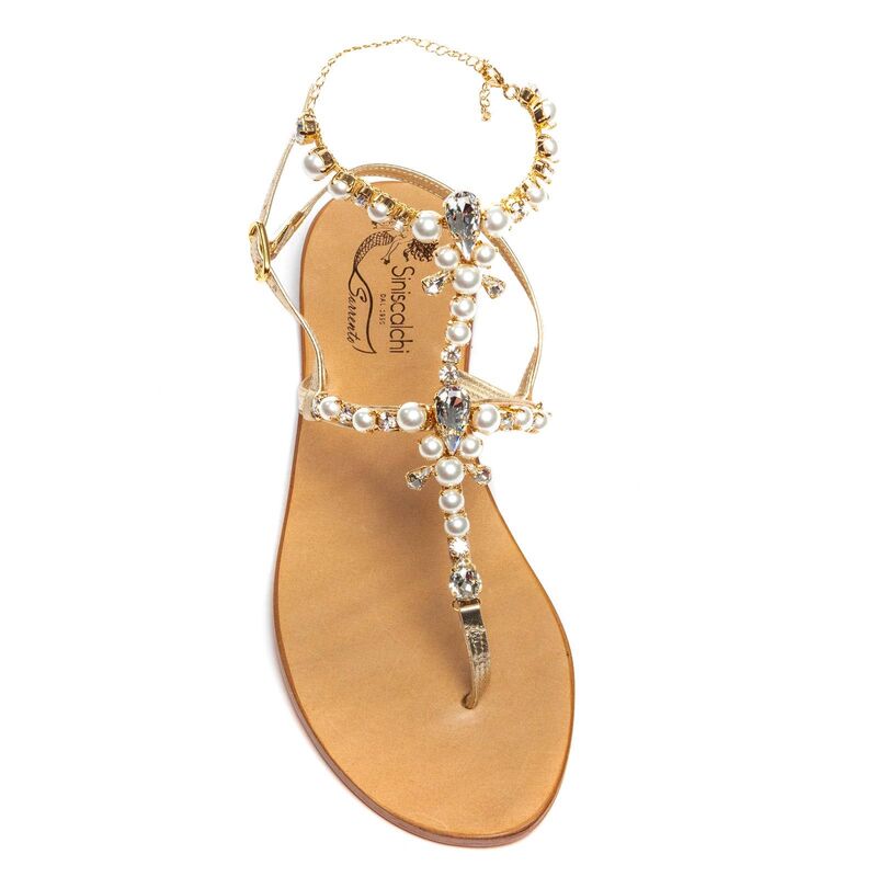 Sandals Alessandra, Stone color: Oro/Bianco, Size: 34, 3 image