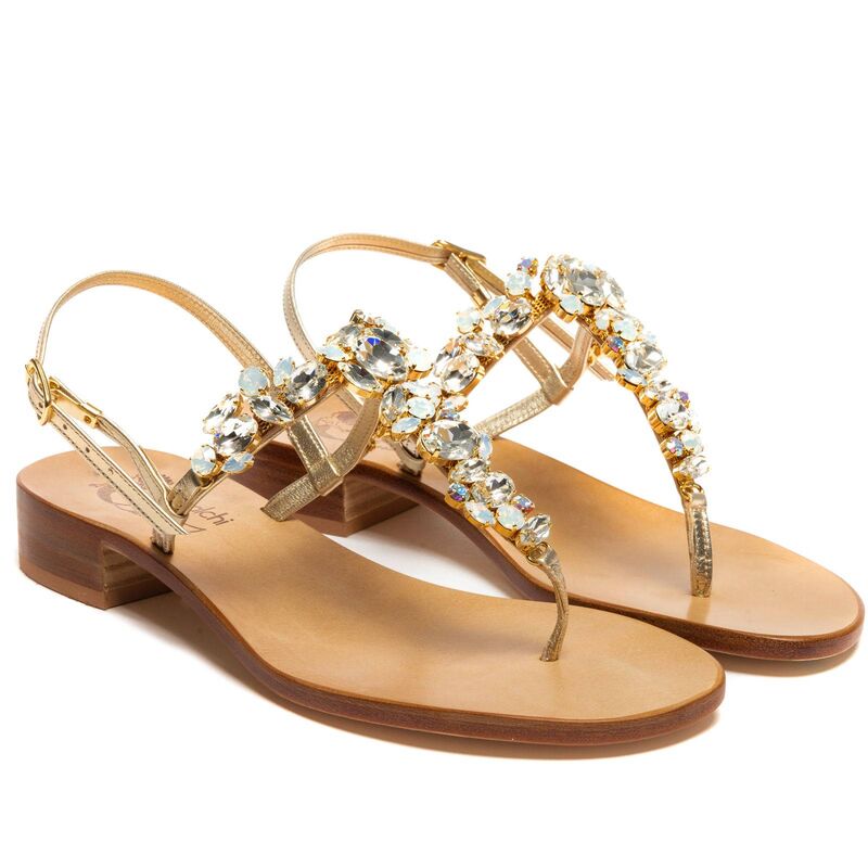 Sandals Elettra, Stone color: Oro/Bianco, Size: 34