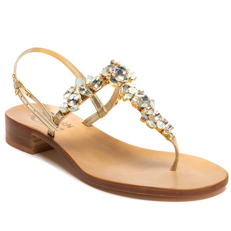 Sandals Elettra, Stone color: Oro/Bianco, Size: 34, 2 image