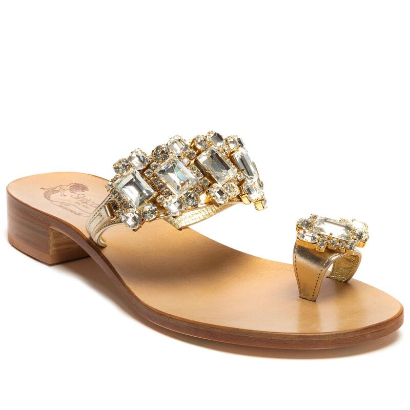 Sandals Madrid, Stone color: Gold, Size: 34, 2 image