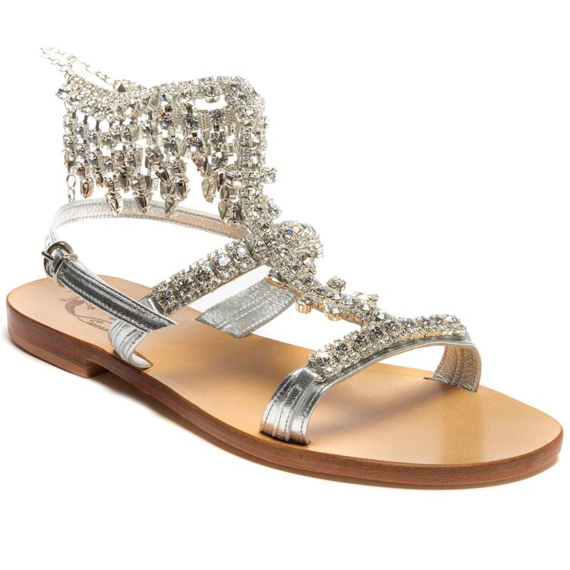 Sandals Bianca, Stone color: Silver, Size: 34, 2 image