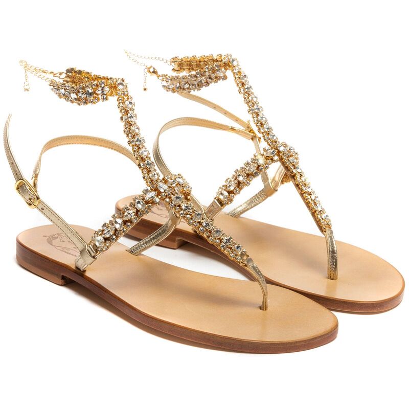 Sandals Riccione, Stone color: Gold, Size: 34