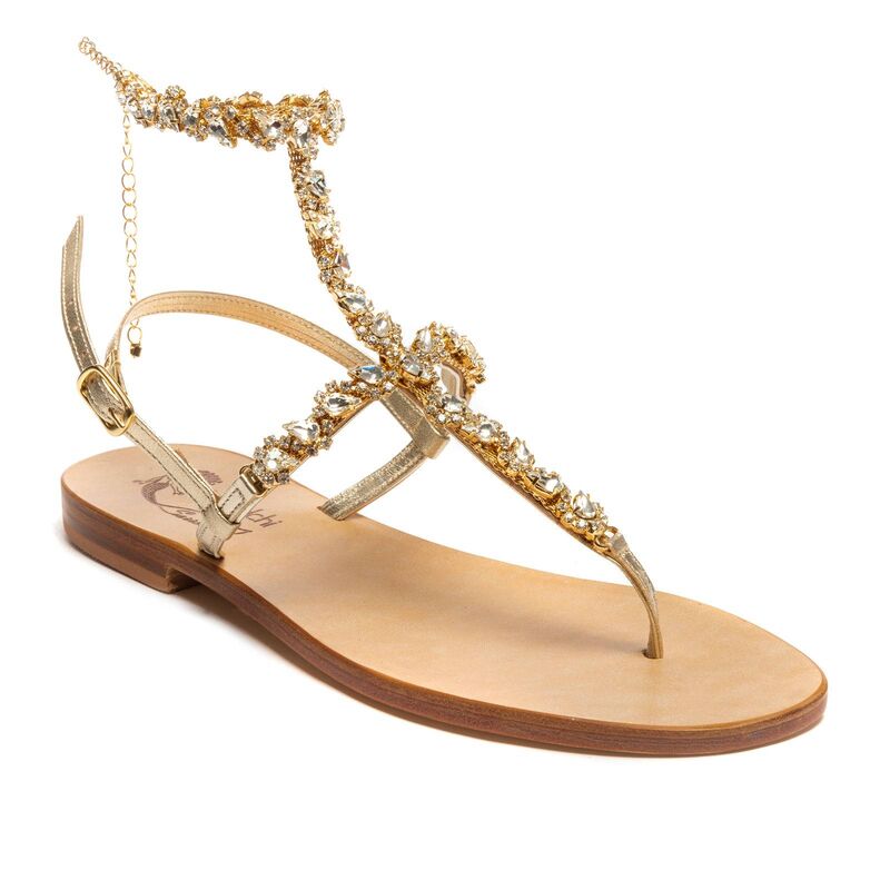 Sandals Savona, Stone color: Gold, Size: 34, 2 image