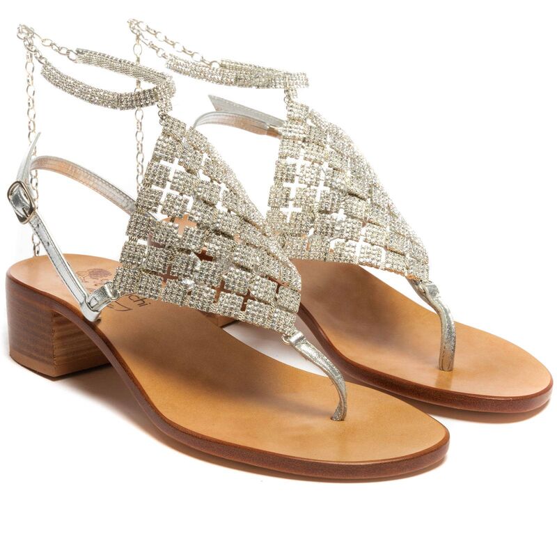 Sandals Valentina, Stone color: Silver, Size: 42