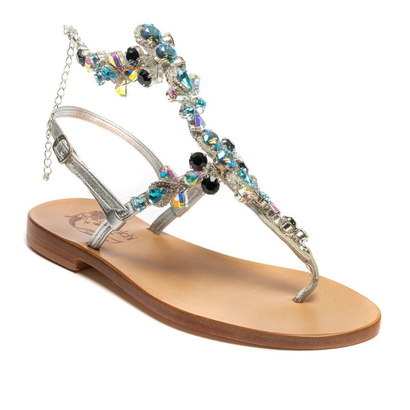 Sandals Caterina, Stone color: Blu/Argento, Size: 34, 2 image