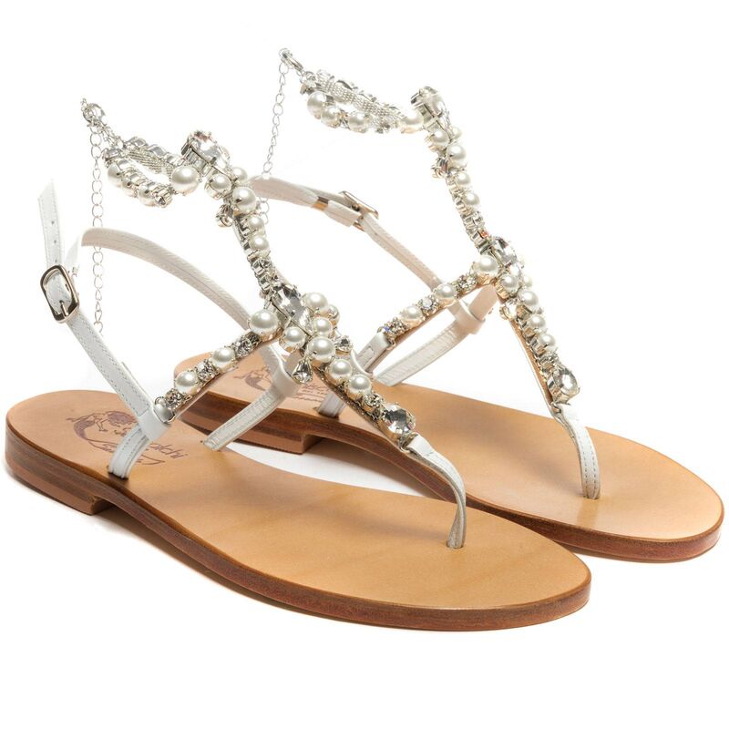 Sandals Alessandra, Stone color: Argento/Bianco, Size: 34