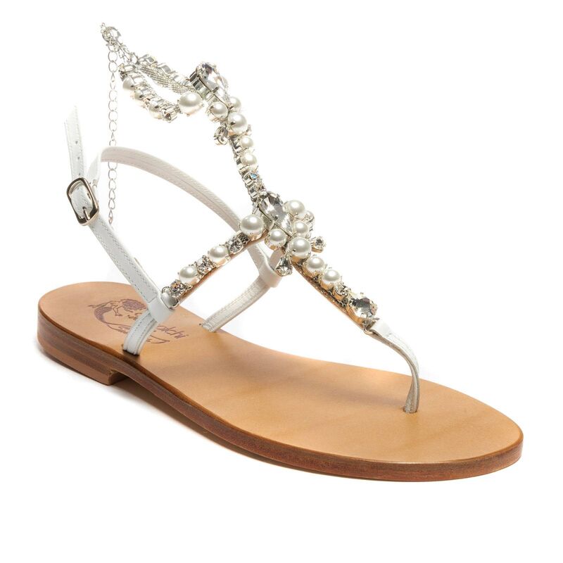 Sandals Alessandra, Stone color: Argento/Bianco, Size: 34, 2 image