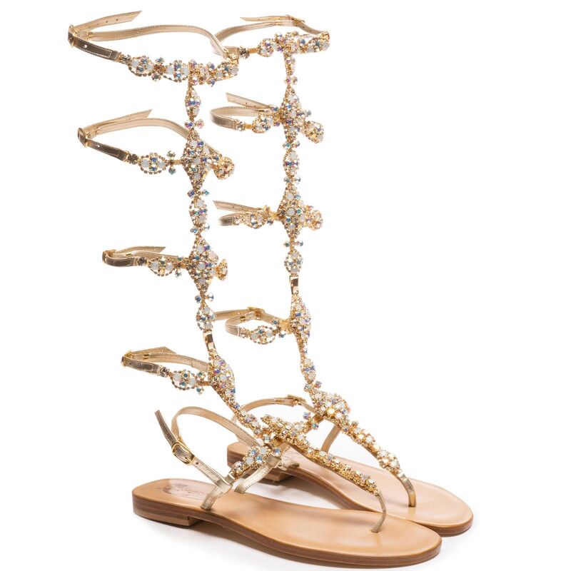 Sandals Cheope, Stone color: Oro/Bianco, Size: 42