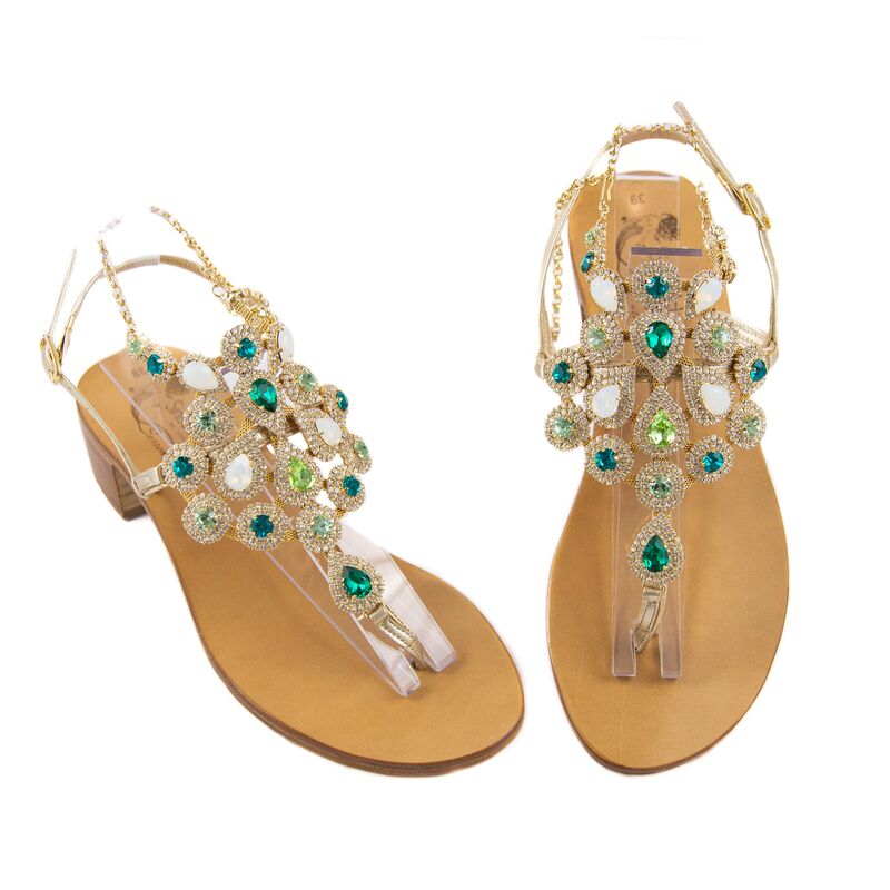 Sandals Elodie, Stone color: Green, Size: 40