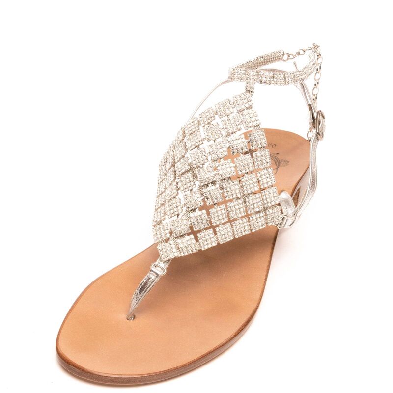 Sandals Valentina, Stone color: Silver, Size: 37, 4 image